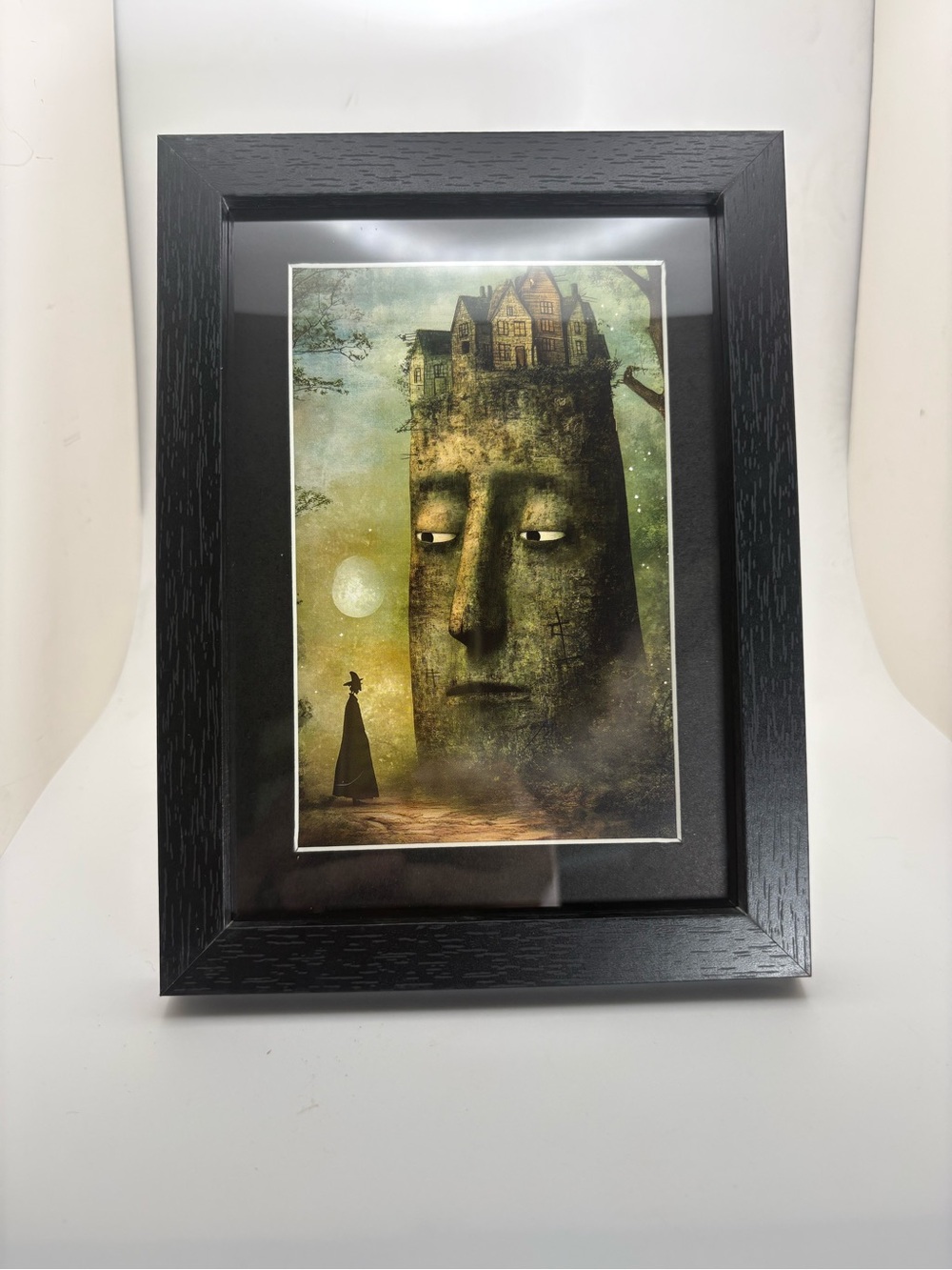 Surreal Haunted Tower Art Print – Framed 5x7 Gothic Fantasy Decor